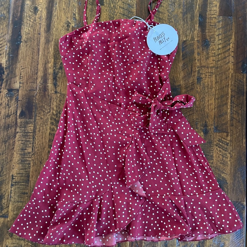 Burgundy polka dot mini dress from Princess Poly, never worn!